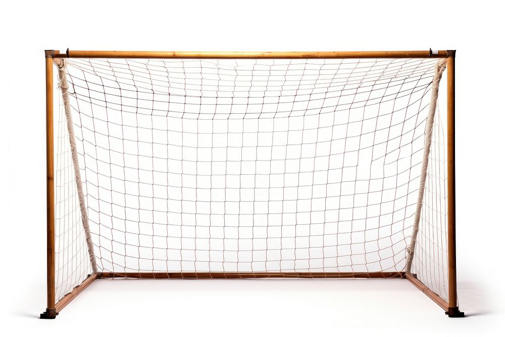 A front view of football goal white background blackboard outdoors.