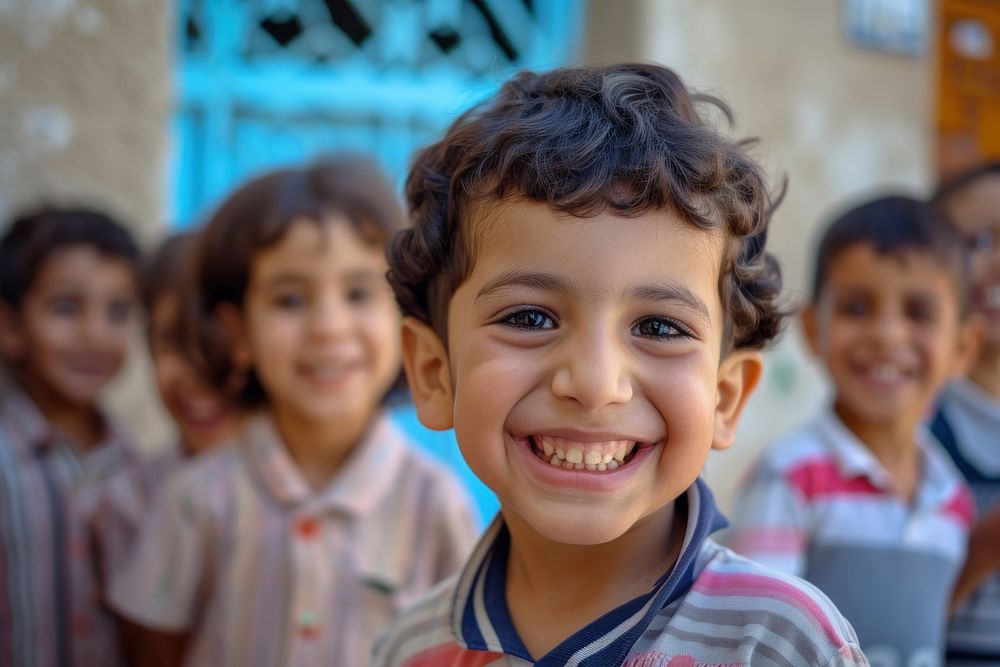 Middle eastern kids child smile happy.