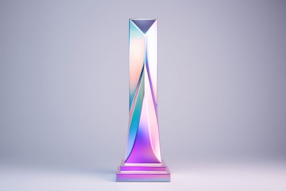 Holographic texture trophy white background technology lighting.