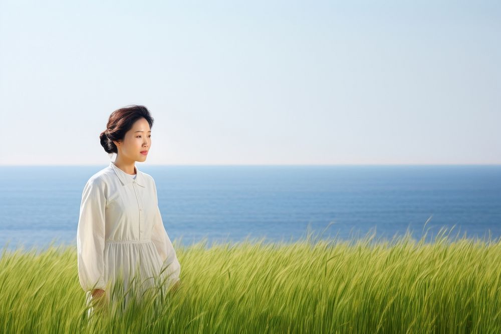 Korean field grassland portrait.