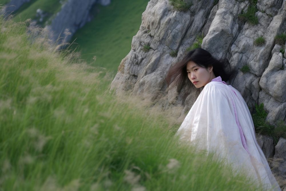 Korean cliff outdoors portrait.