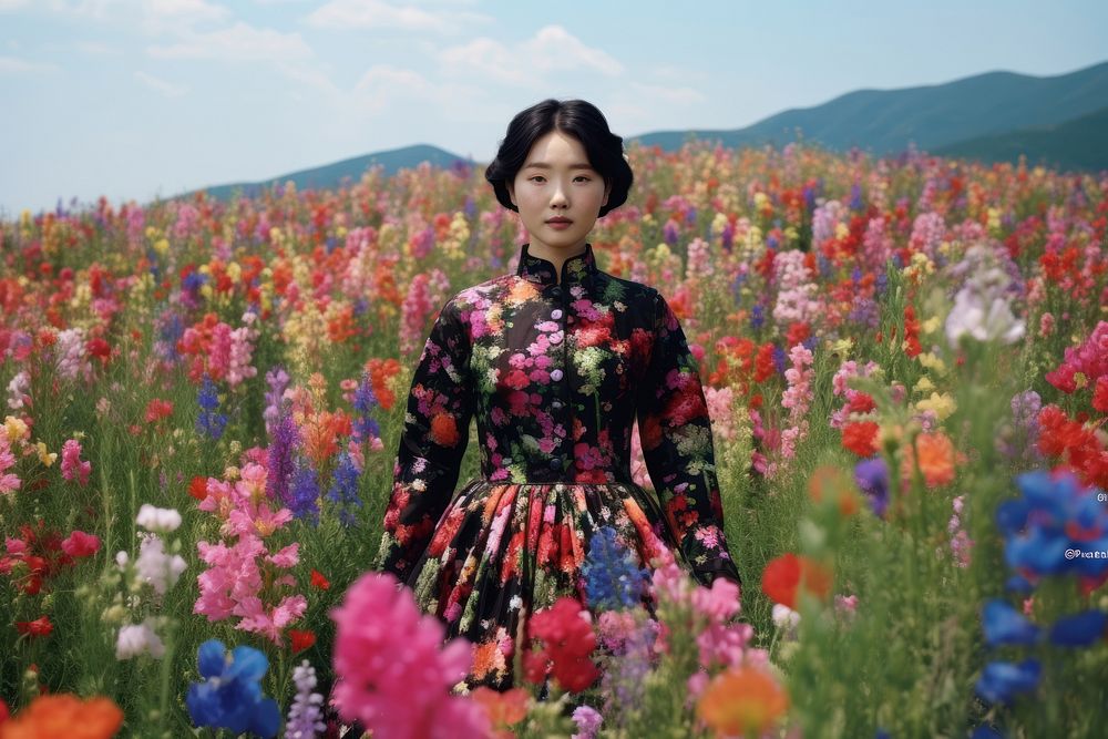 Korean flower field outdoors.