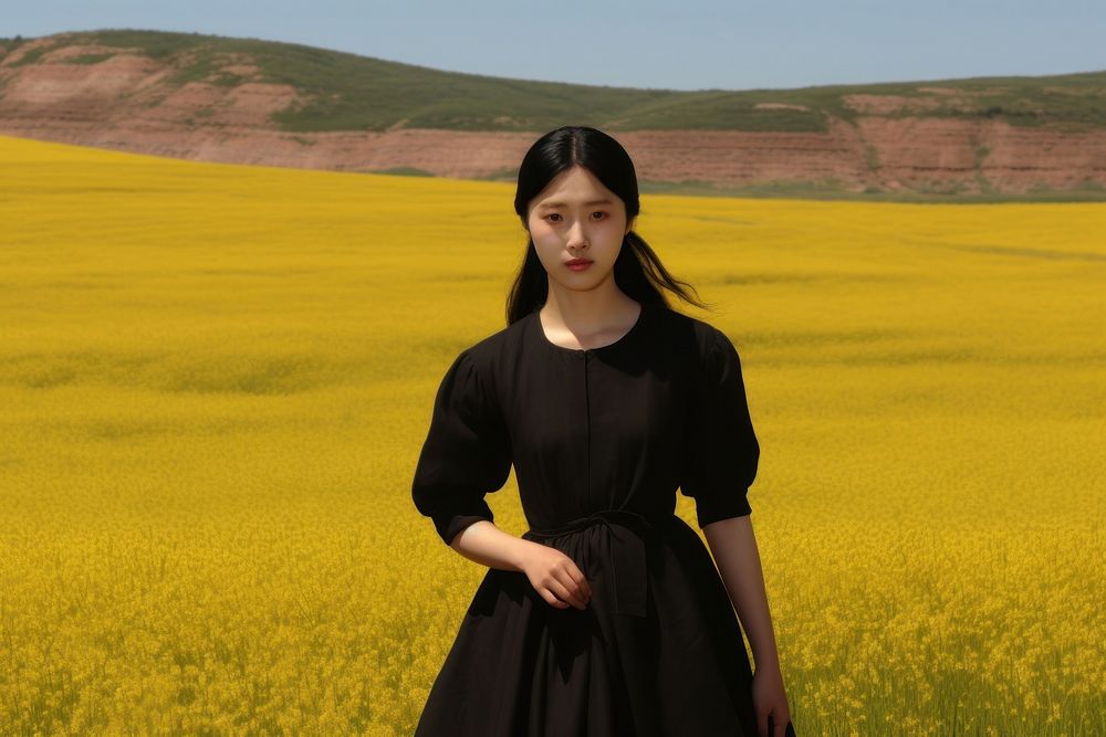 Korean flower field portrait.