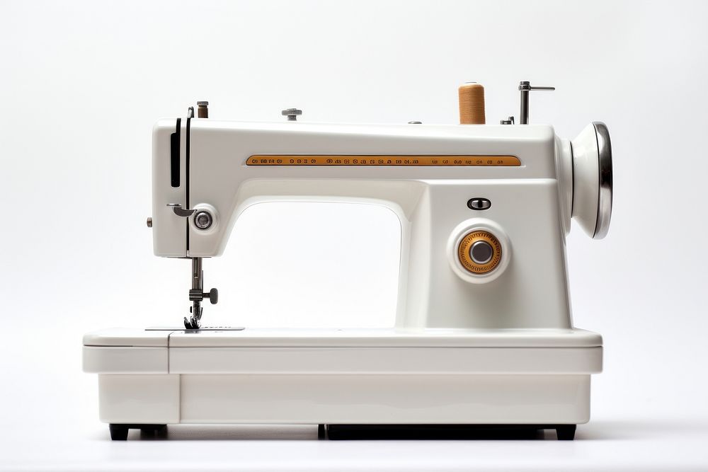 Sewing machinep white technology equipment.