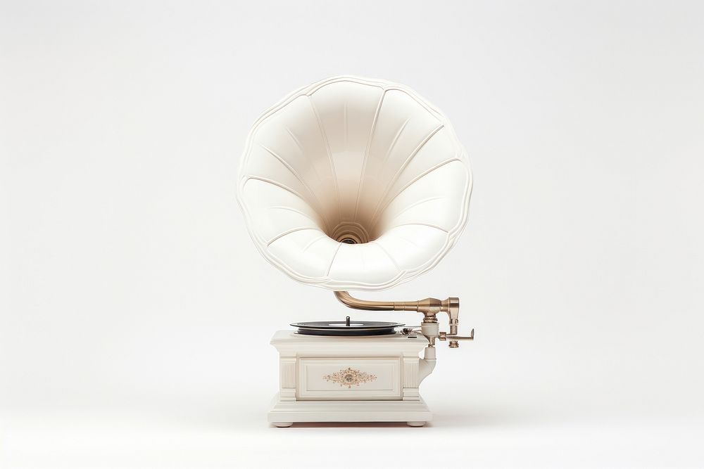 White gramphone white background gramophone technology.