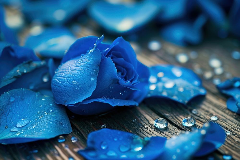 Blue rose petals inflorescence backgrounds accessories.