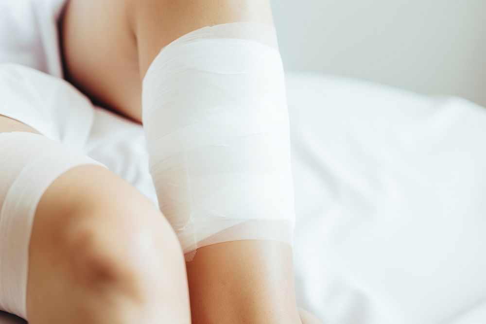 Knee with bandage undergarment relaxation fracture.