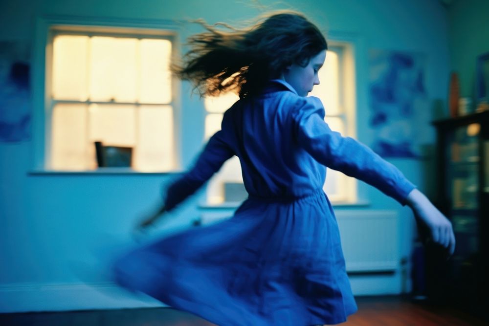 Girl dancing blue entertainment.