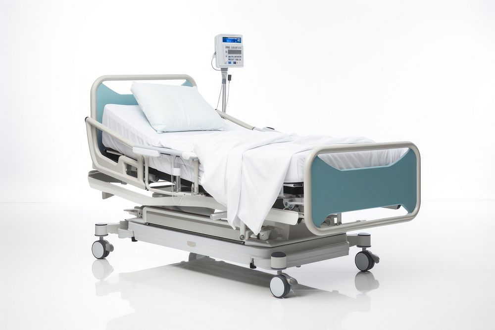 Hospital bed furniture white background architecture.