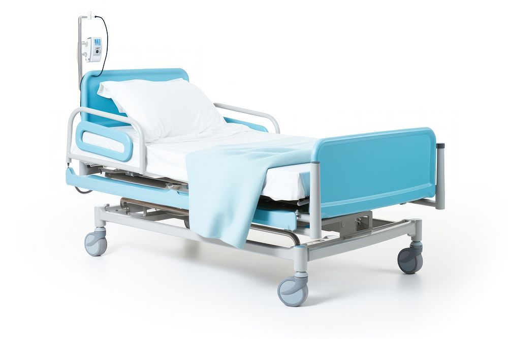 Hospital bed furniture white background architecture.