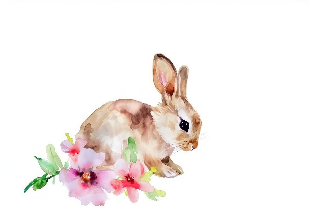 Rabbit with flower animal mammal nature.