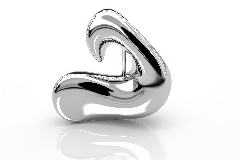 Music note chrome material silver shiny shape.