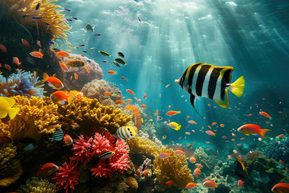 Coral reefs underwater fish aquarium.