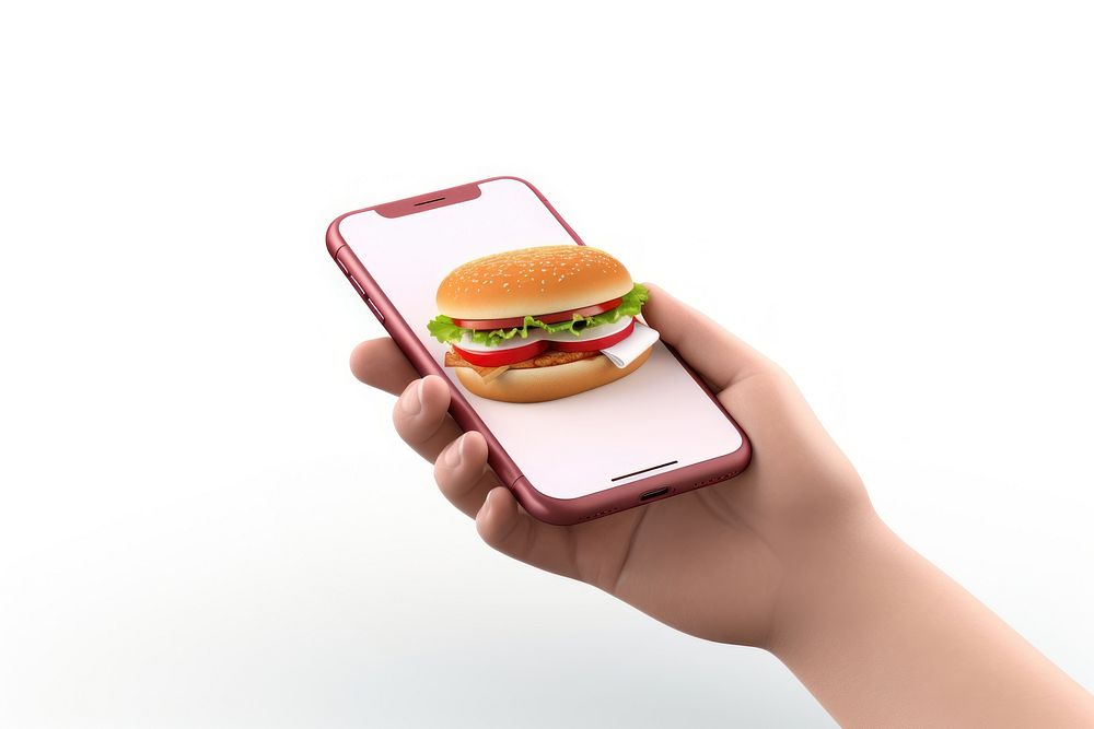 A smartphone food holding hand.