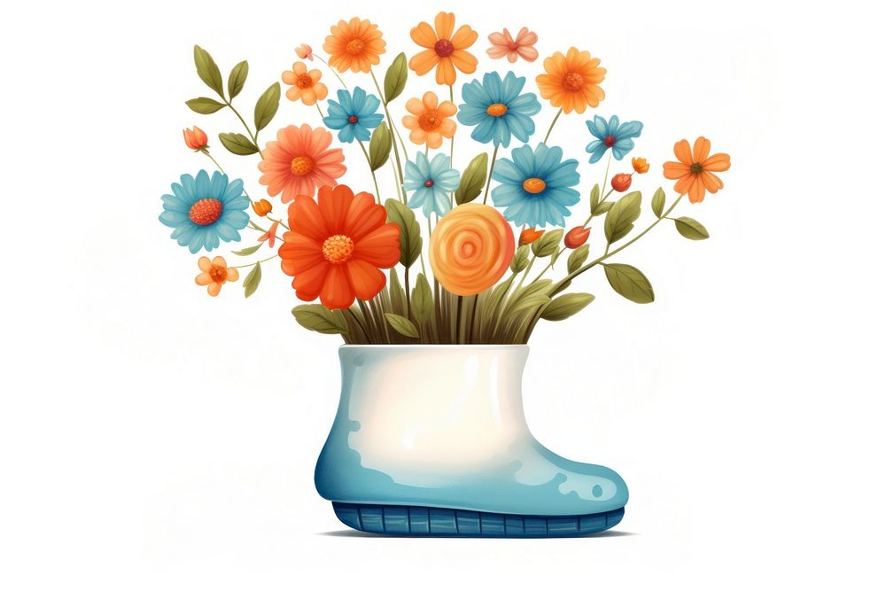 Walking flower vase plant art asteraceae. AI generated Image by rawpixel.
