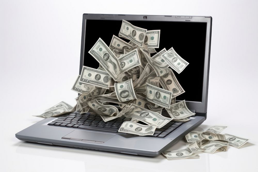 Business laptop money computer.