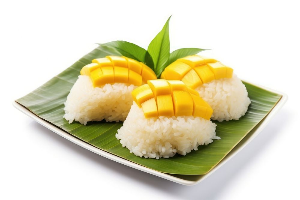 Thai dessert rice mango sushi.
