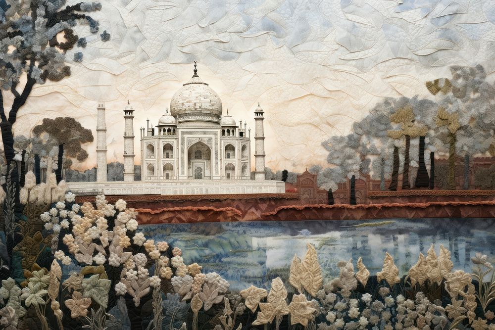 Taj mahal painting craft mural.