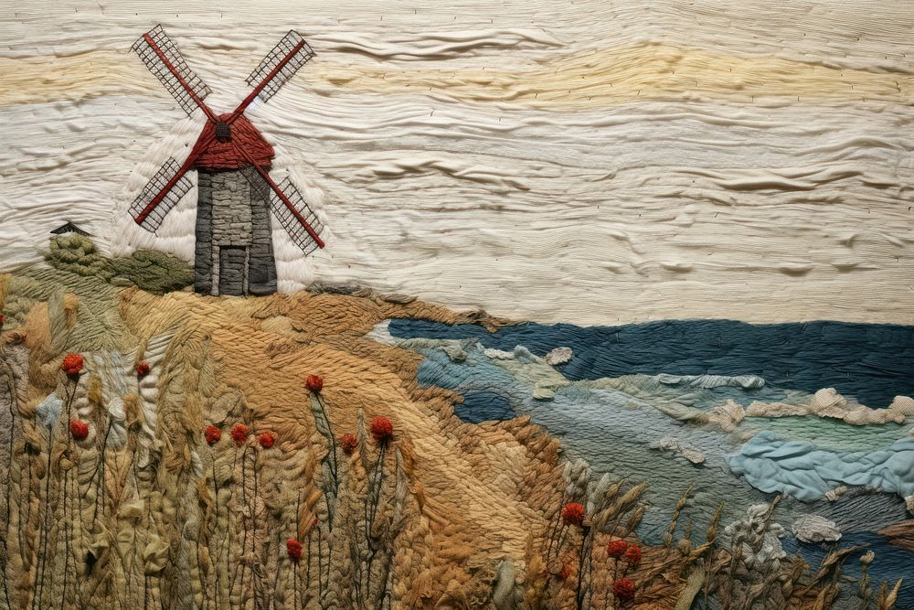 Windmill in the sea landscape outdoors craft.