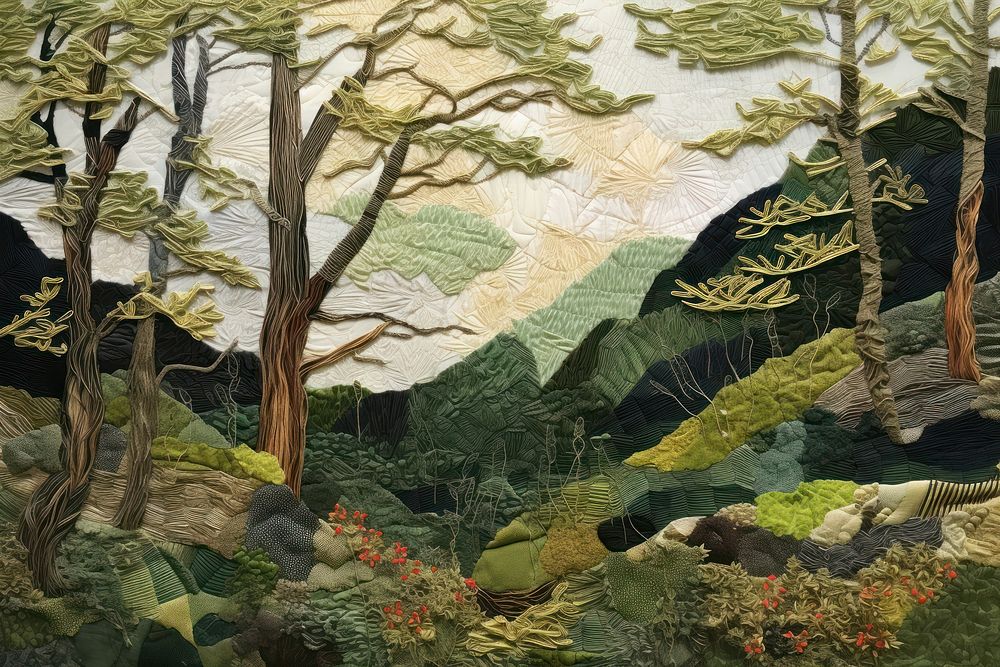 Woodland outdoors tapestry painting.
