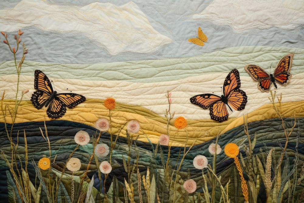 Butterflies in Prairie butterfly pattern textile.