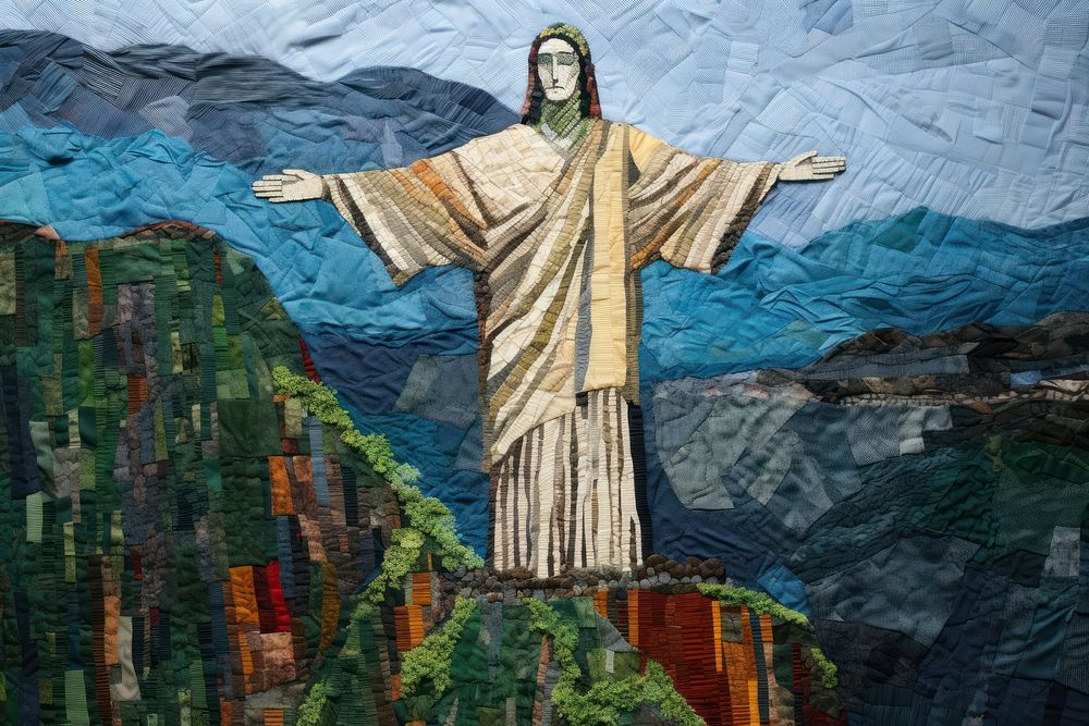 Christ the Redeemer statue sculpture painting textile.