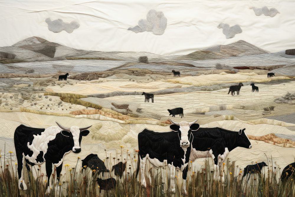 Cows in farm livestock landscape cattle.