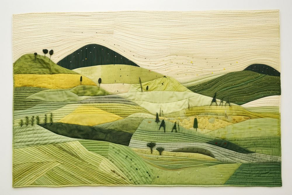 Green field landscape painting nature.