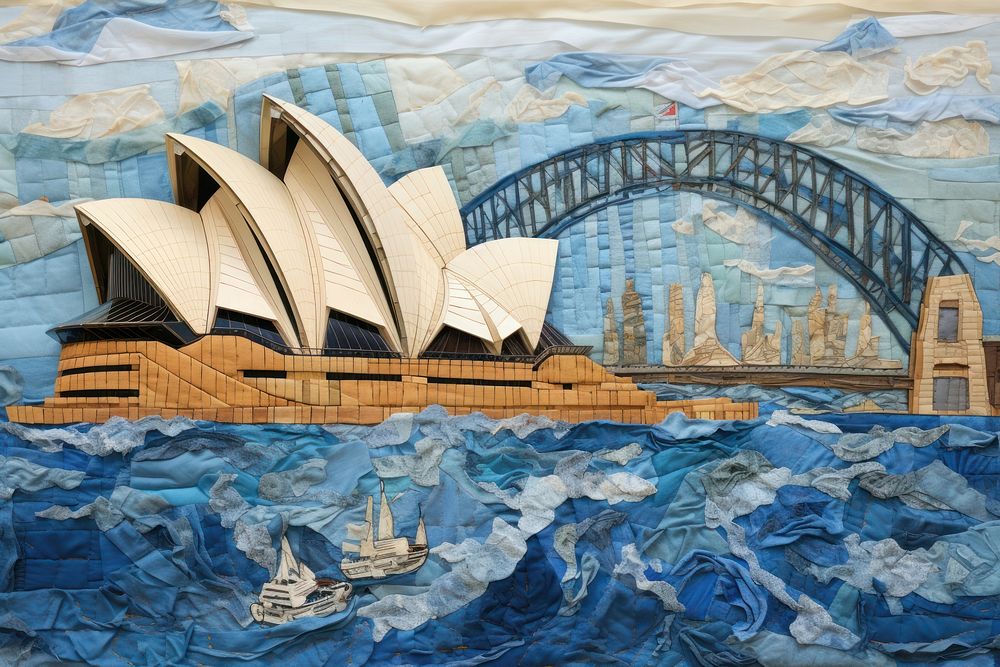 Opera house at sydney craft mural architecture.