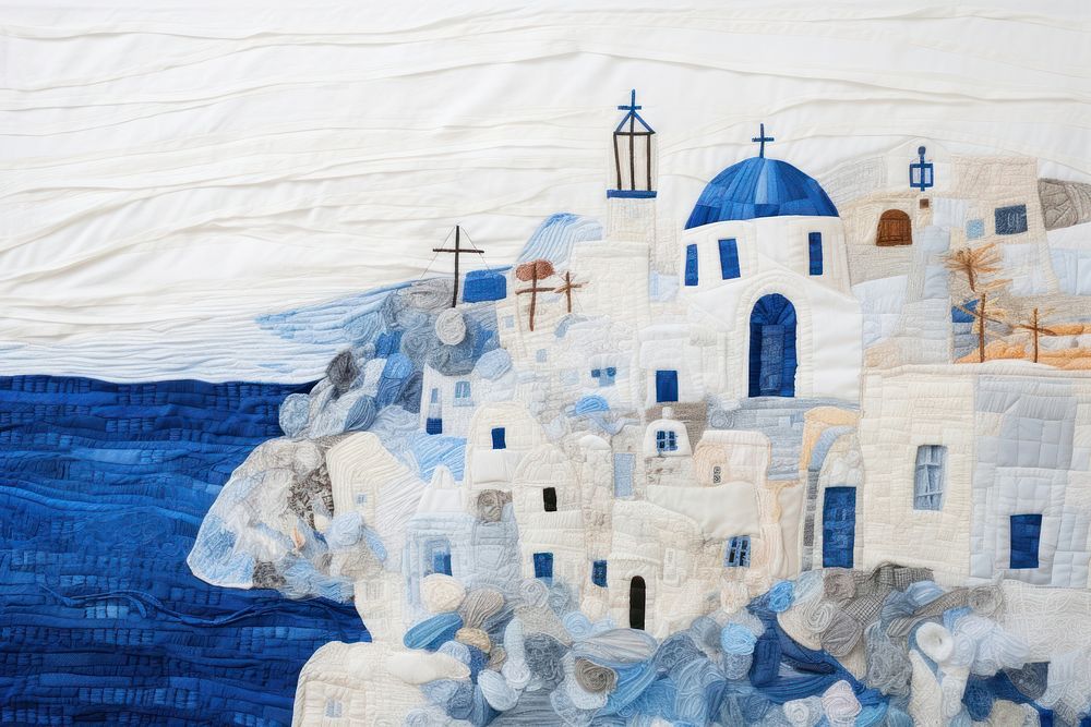 Santorini outdoors painting textile.