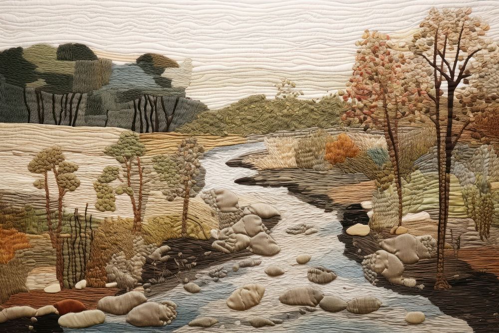 Stream landscape outdoors painting.