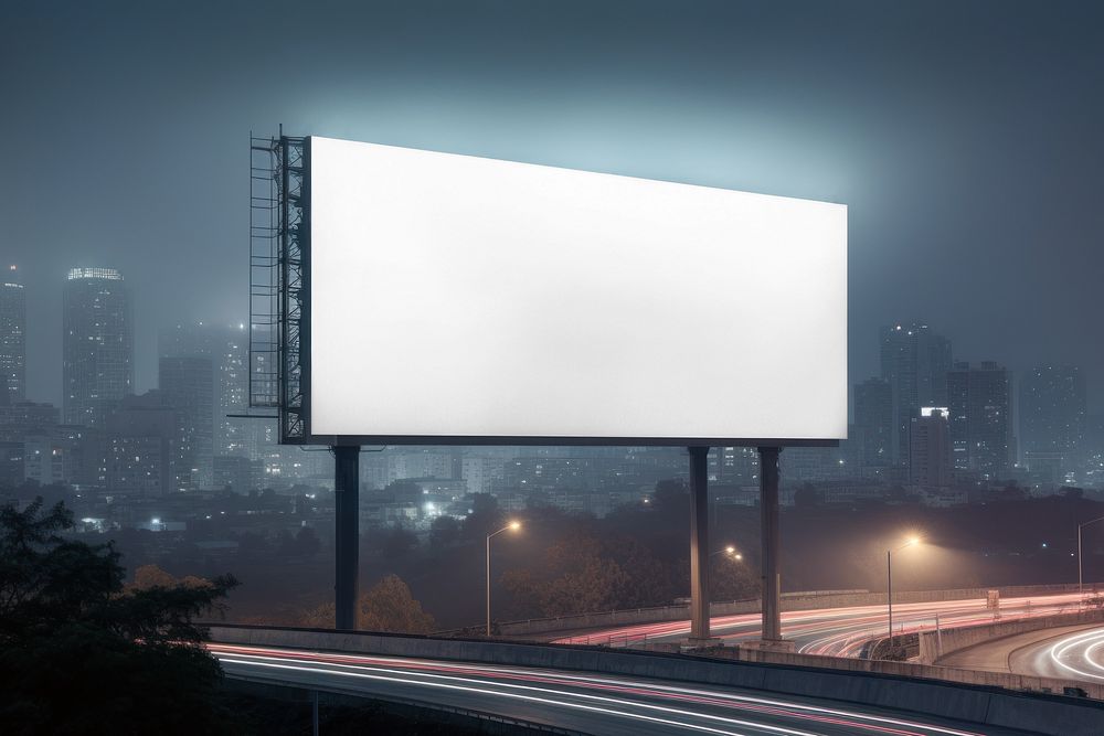 Blank white billboard sign