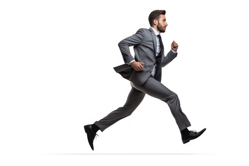 Businessman running tuxedo adult.