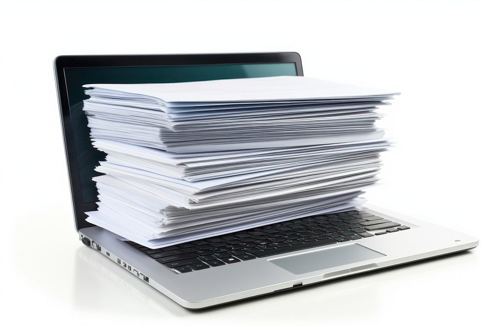 Business document laptop computer.