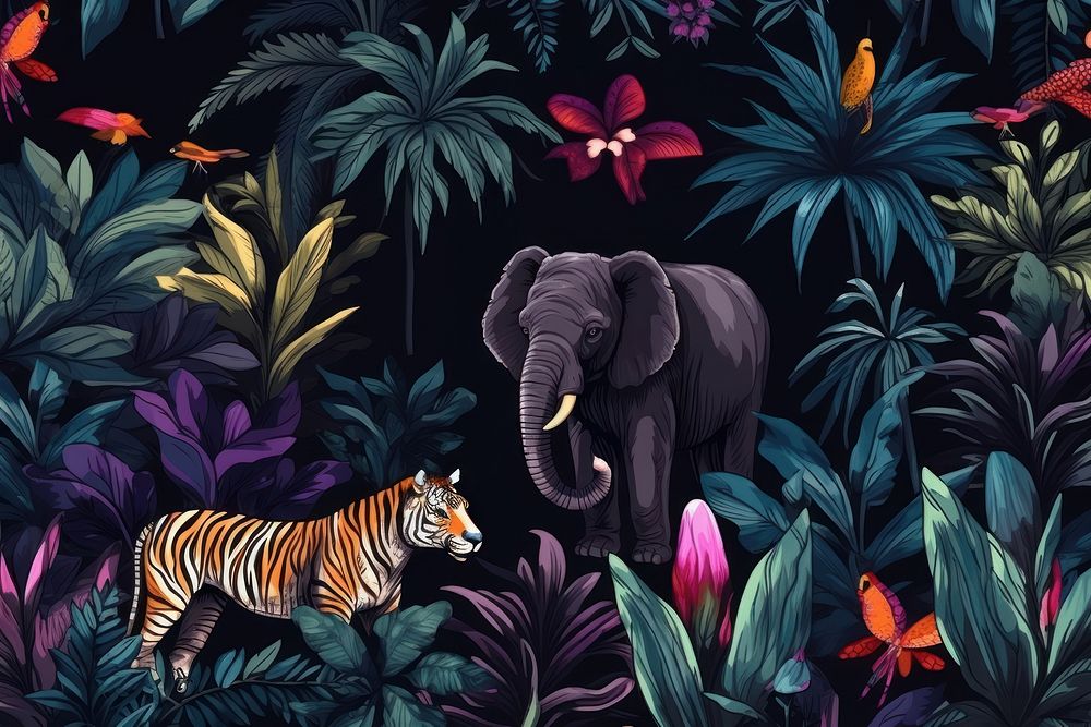  Animals seamless pattern wildlife elephant outdoors. AI generated Image by rawpixel.