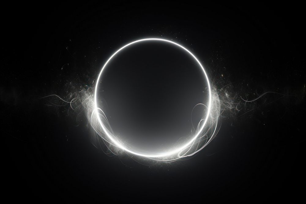  White and black neon circle background astronomy abstract eclipse. AI generated Image by rawpixel.