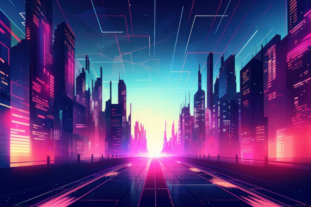  Pastel neon background architecture cityscape abstract. AI generated Image by rawpixel.