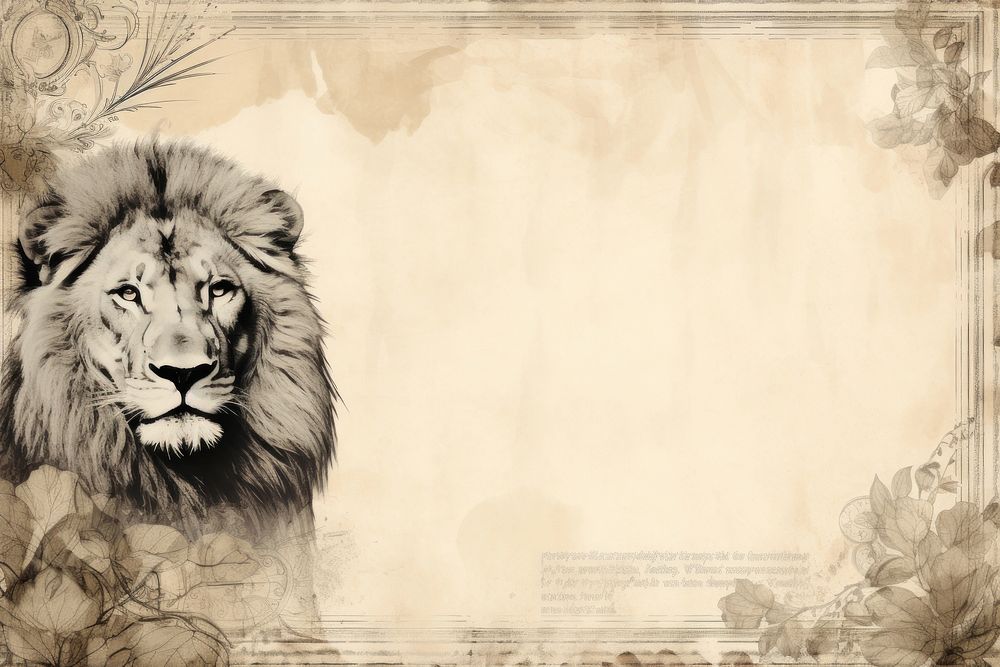 Lion border backgrounds animal mammal. | Free Photo Illustration - rawpixel