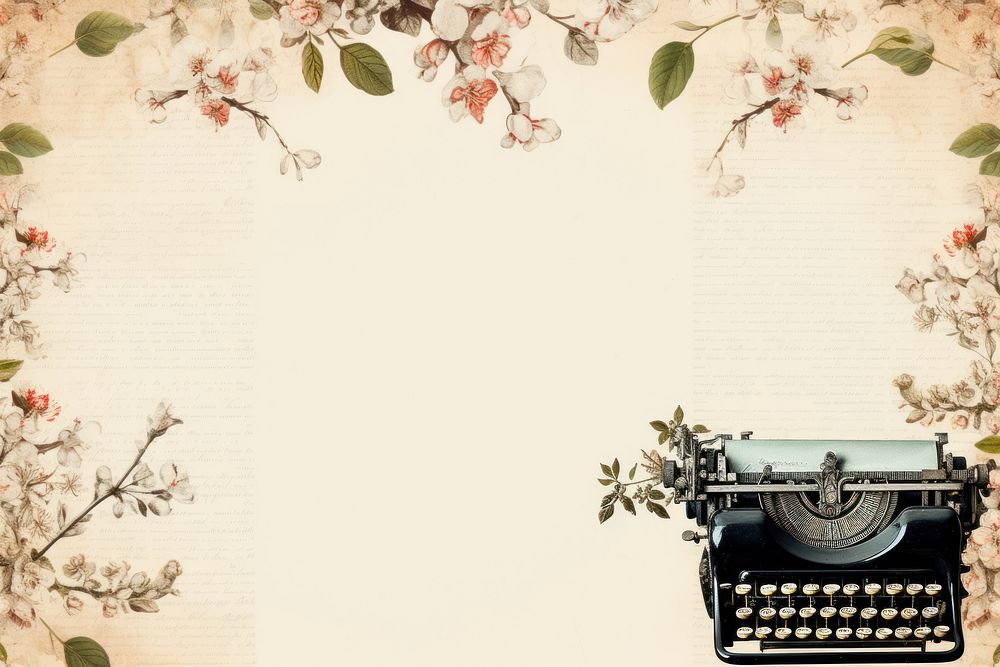 Typewriter border pattern collage flower.