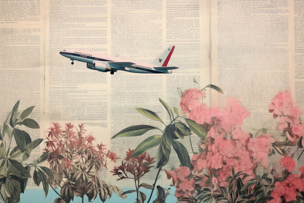 Airplane border aircraft airliner painting. | Free Photo Illustration ...