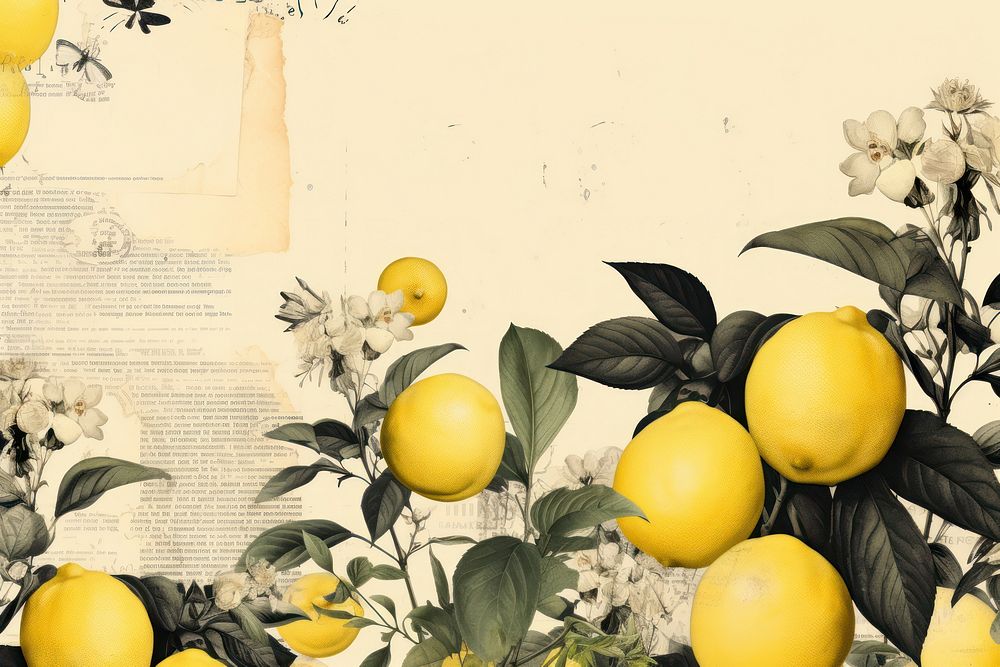 Lemon border plant fruit paper.