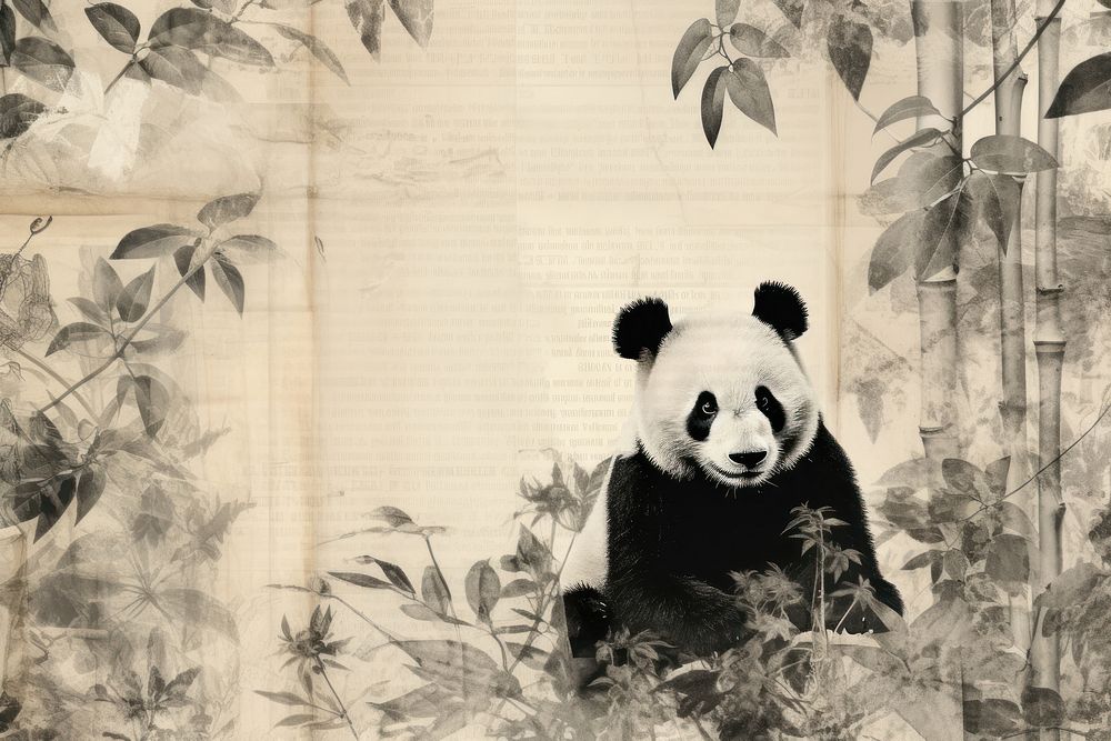 Panda border wildlife animal mammal. | Free Photo Illustration - rawpixel