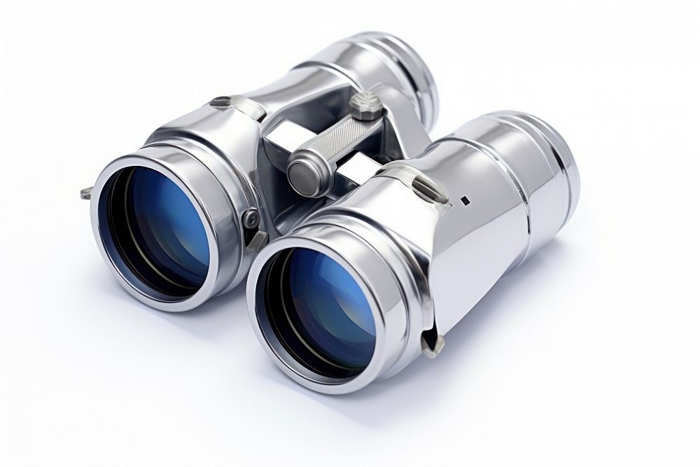 Binocular binoculars silver white background.