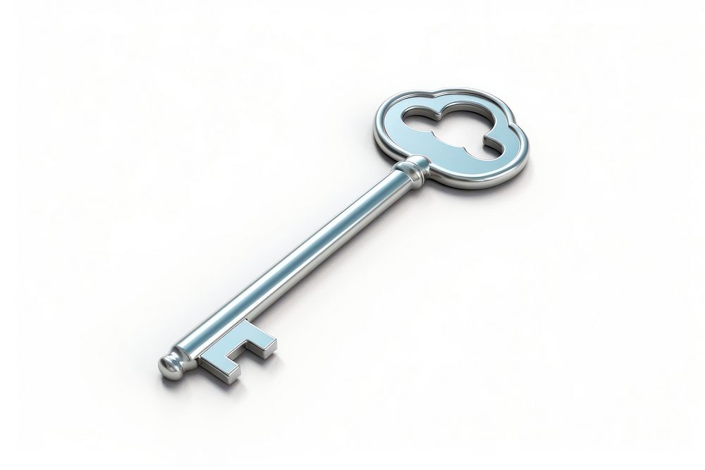Key icon Chrome material shape white background protection.