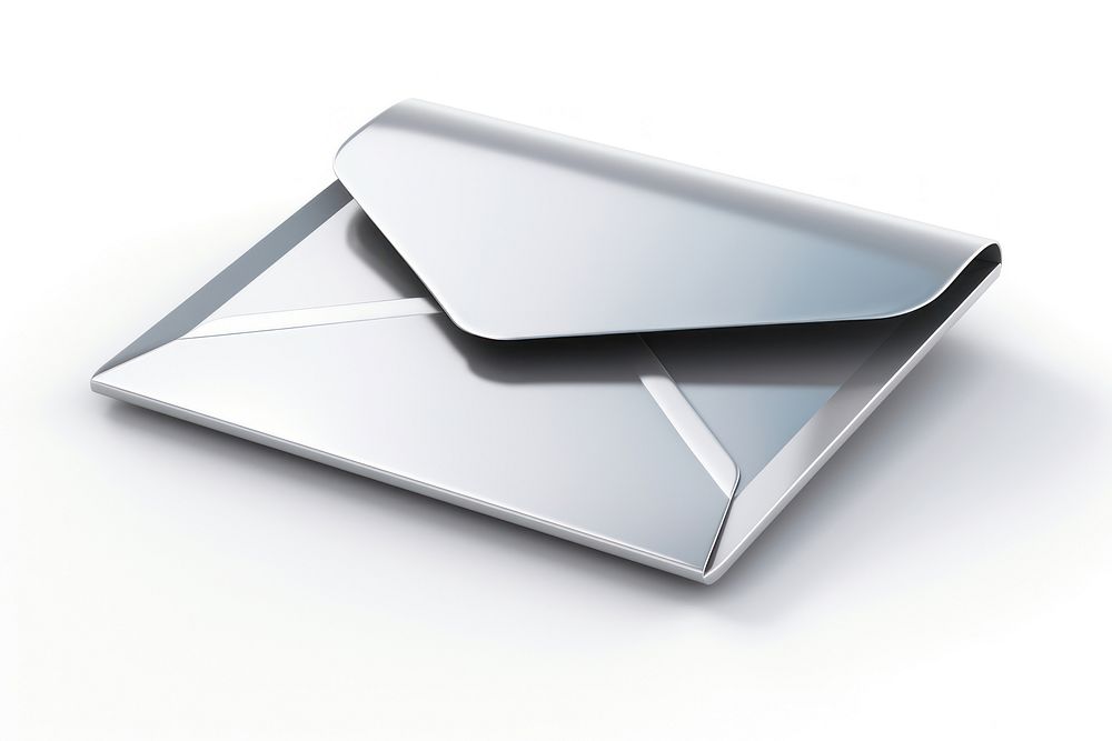 Mail icon Chrome material envelope shape white background.