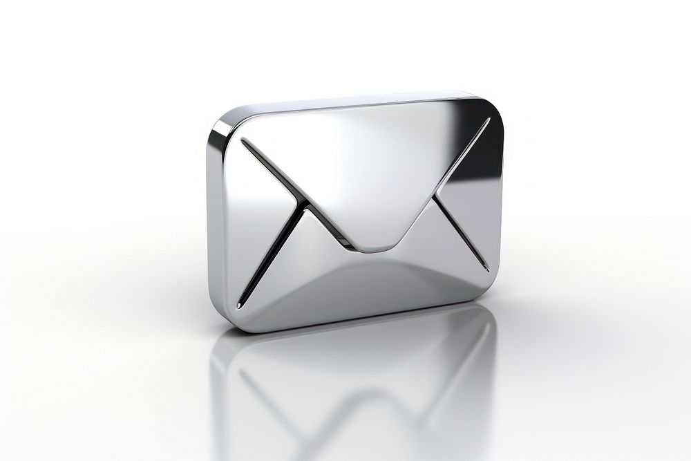 Mail icon Chrome material shape white background accessories.