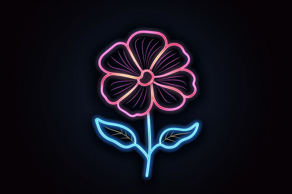 Flower neon light inflorescence. AI generated Image by rawpixel.