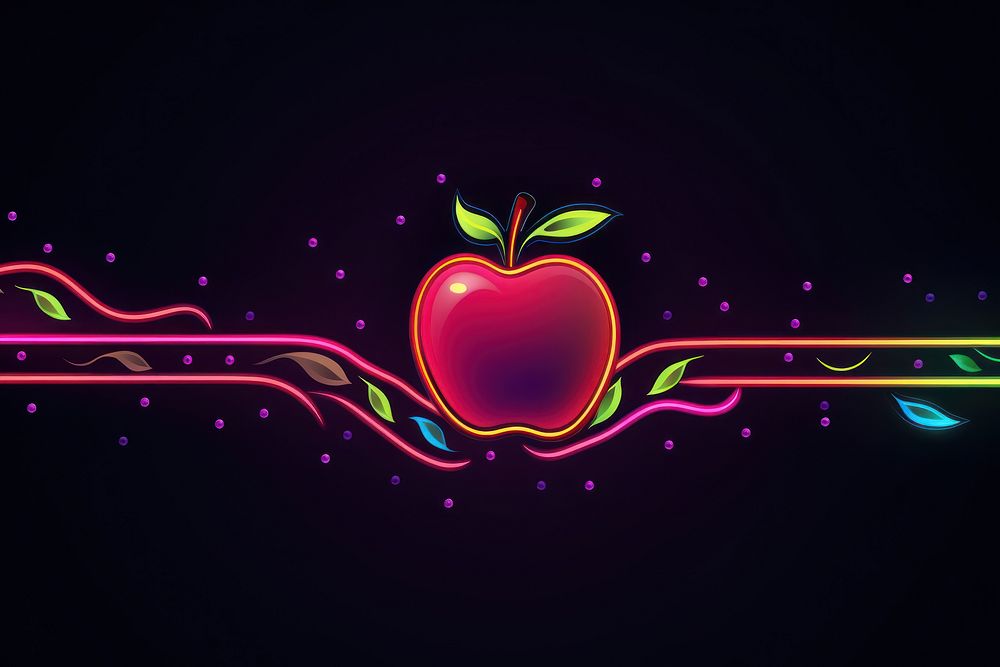 Apple border neon art illuminated. AI generated Image by rawpixel.