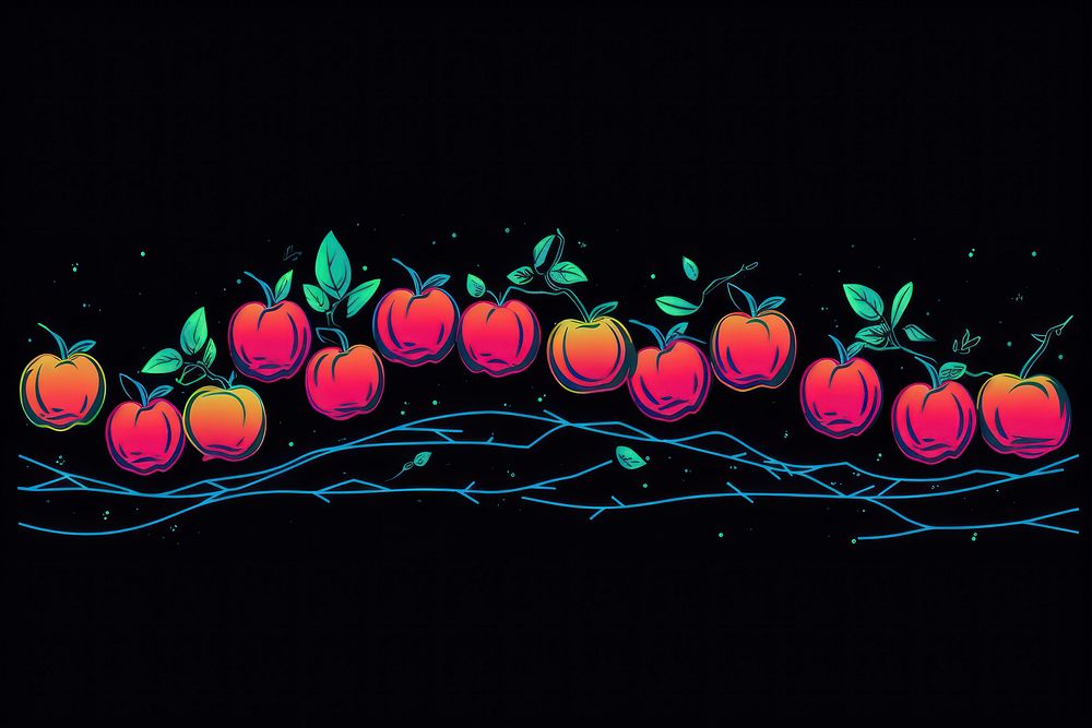 Apples border peach fruit plant. AI generated Image by rawpixel.