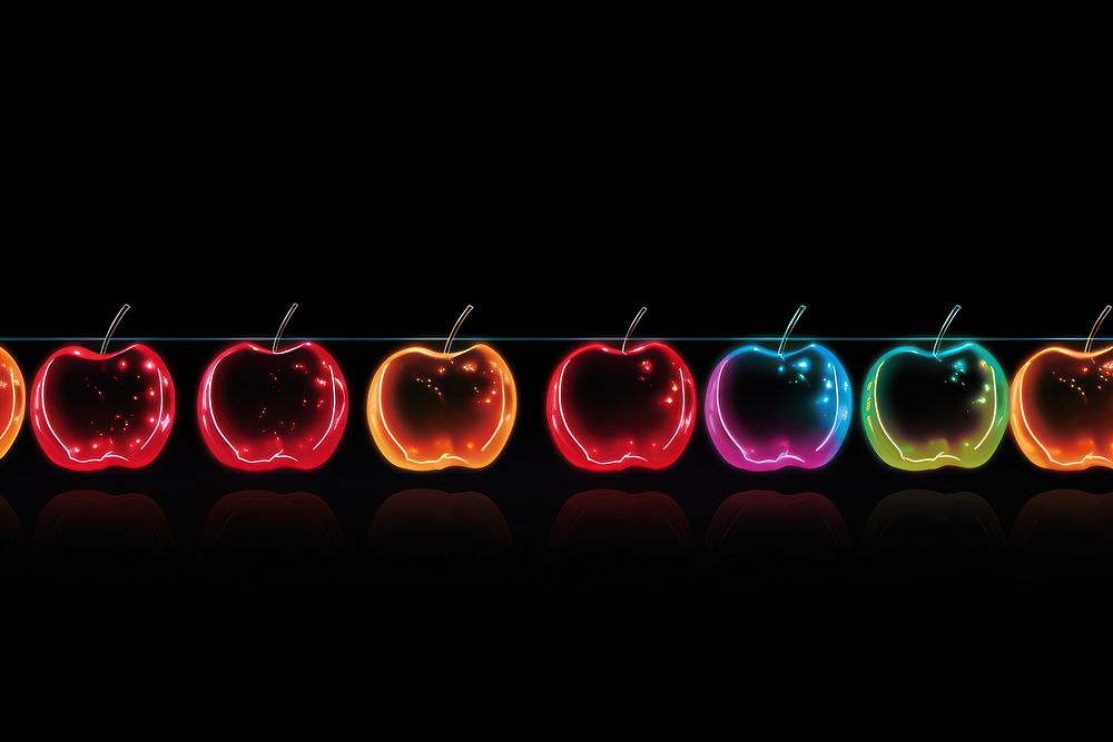 Apples border light art illuminated. AI generated Image by rawpixel.